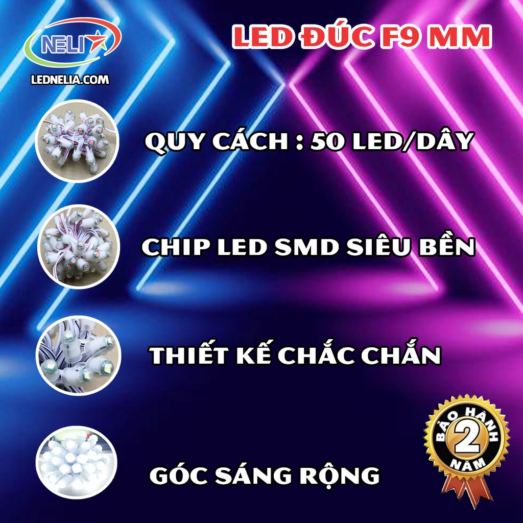 Led đúc F9 chip smd 2835 đế 9mm đơn sắc chuyên dùng làm biển quảng cáo, trang trí. | BigBuy360 - bigbuy360.vn