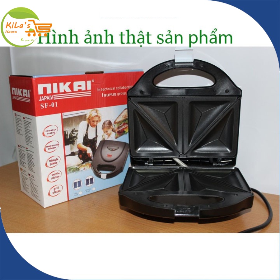 Máy Nướng Bánh Mì NIKAI 700W, Nướng Bánh Nhanh Chóng, Tiện Lợi - Máy Ép Bánh Mì Chống Dính, Có Khóa An Toàn, Cao Cấp