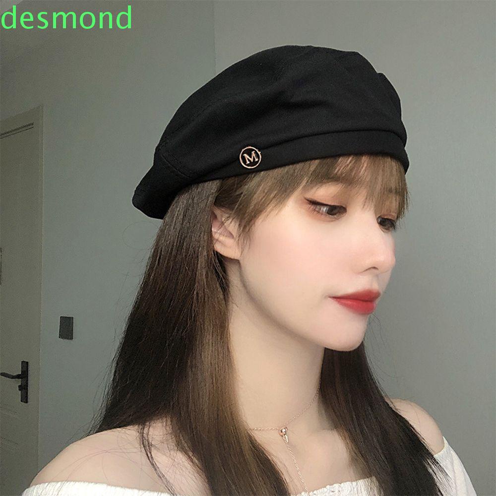 Mũ nồi vải cotton màu trơn in chữ phong cách Hàn Quốc cổ điển nhiều màu sắc thời trang mùa xuân cho nữ