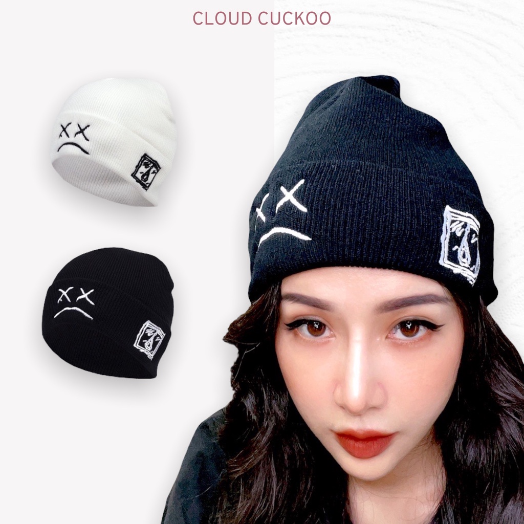 Mũ Len Unisex Thêu Họa Tiết Mặt Mếu XX - Mã Số: ML0511