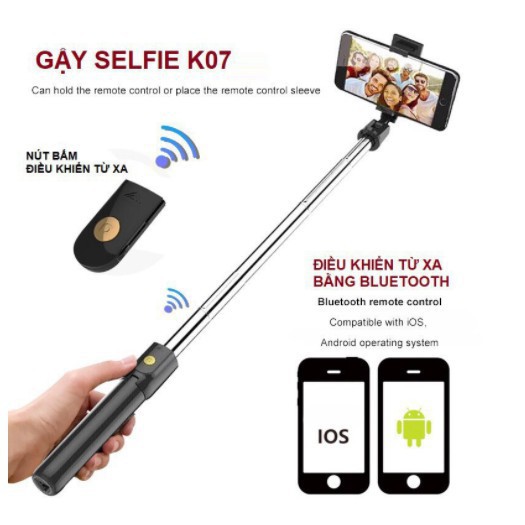 [Minhha] ✔️✔️Giá rẻ nhất ✔️✔️Gậy Tự Sướng Selfie 3 Chân Đứng Tripod K07 - - Cao Cấp Remote điều khiển từ xa . 25 95