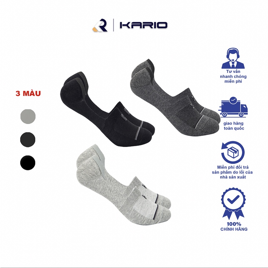 Tất lười nam KARIO, không tụt gót, chất cotton kháng khuẩn ngăn mùi KC07