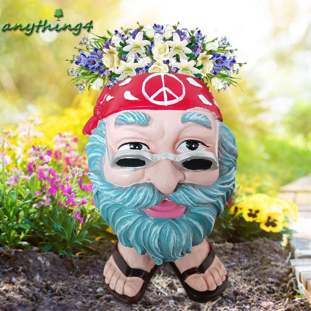 READY√ANY❀Funny Expression Resin Muggle Face Flower Pot Statue Interesting Plant Vase