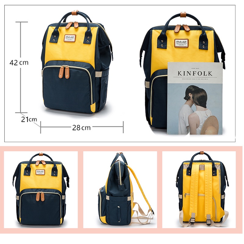 Balo bỉm sữa KidsWorld Dokoclub Mommy Bag 12 Colors giữ nhiệt bình sữa, chống thấm nước 13 ngăn 12 Colors