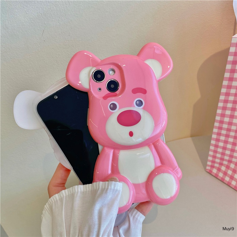 Ốp Điện Thoại In Hình Gấu/Dâu Tây Hoạt Hình Vui Nhộn 3D Mới Cho iPhone13ProMax i13 12ProMax IX11PROMAX XR