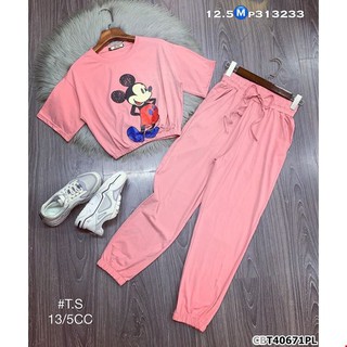 Bộ MICKEY và quần dài dáng jogger cho bé gái