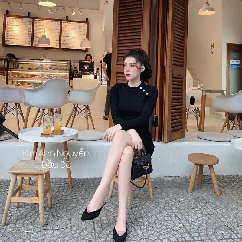 Váy body đuôi cá nhẹ cúc vai siêu đẹpcó ảnh thật và video