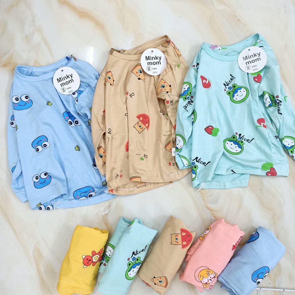 [XẢ KHO] Bộ Dài Tay Thun Lạnh MINKY MOM Cho Bé Sơ Sinh - GIAO HÌNH IN NGẪU NHIÊN - Bé Từ 5-15KG Dưới 24 tháng tuổi