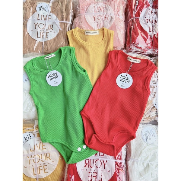Bộ body chip Sát nách chất Tăm Lạnh siêu mềm mát bodysuit đồ liền thân quần áo sơ sinh cho bé 0-12M
