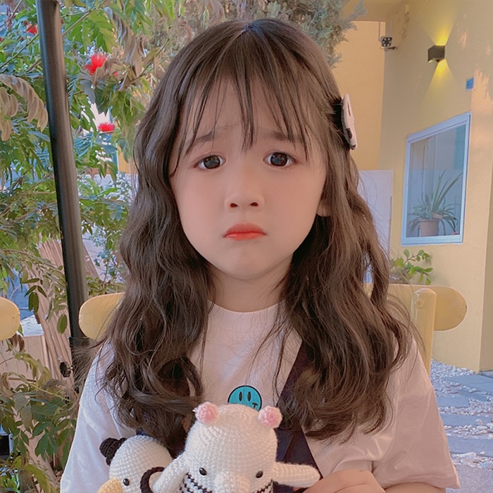 Bộ Tóc Giả Xoăn Bằng Len Dễ Thương Xinh Xắn Dành Cho Bé Gái