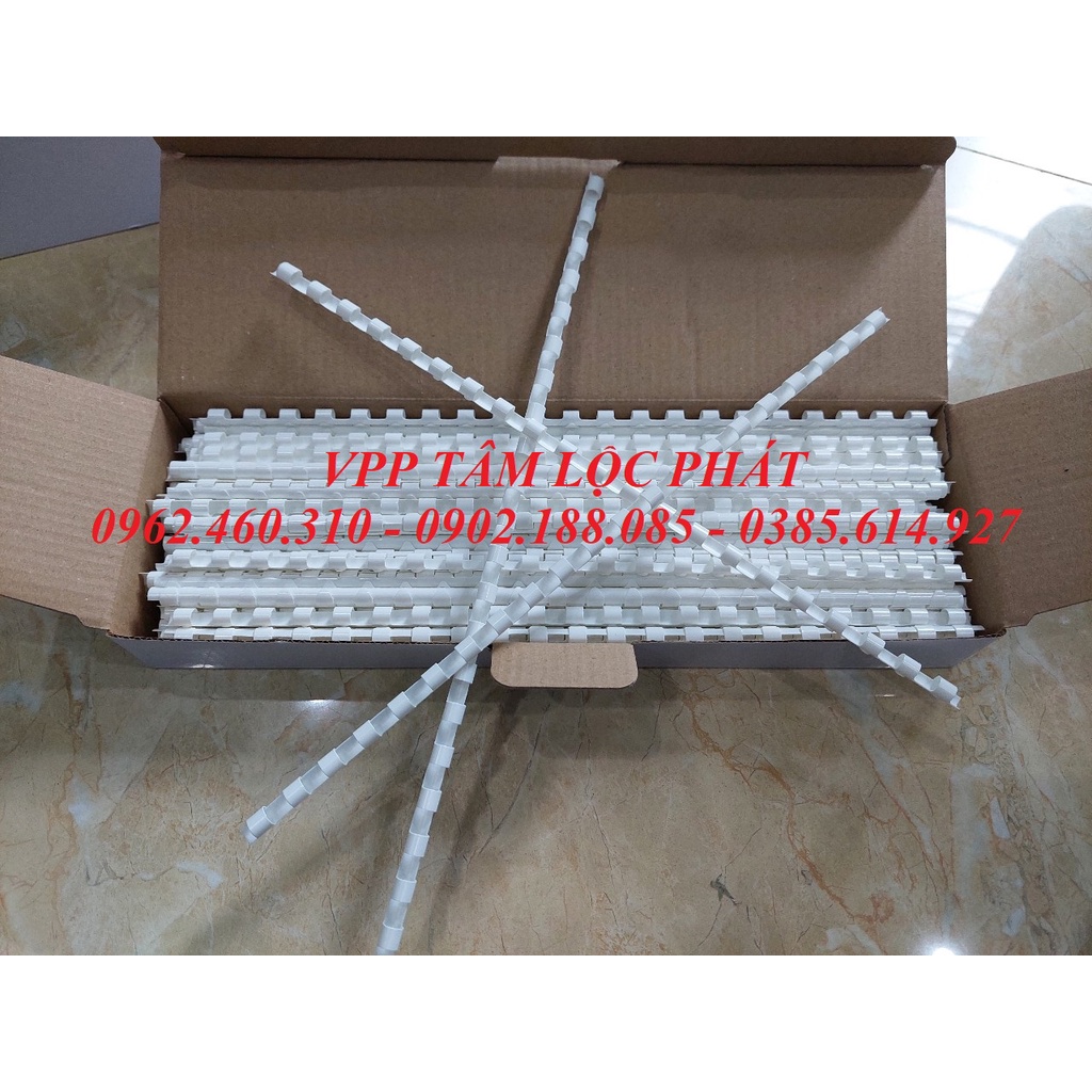 Sỉ 1 hộp LÒ XO NHỰA, GÁY XOẮN ĐÓNG SỔ, LÒ XO GÁY XOẮN NHỰA FFG các cỡ