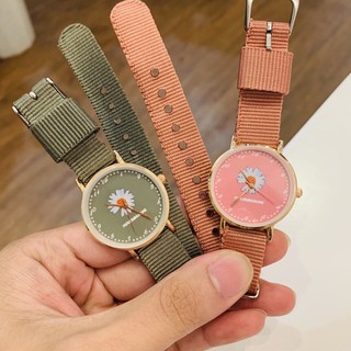 Đồng hồ quartz thời trang nữ Candycat C123, mặt tròn số, hình hoa cúc dễ thương, dây dù siêu bền