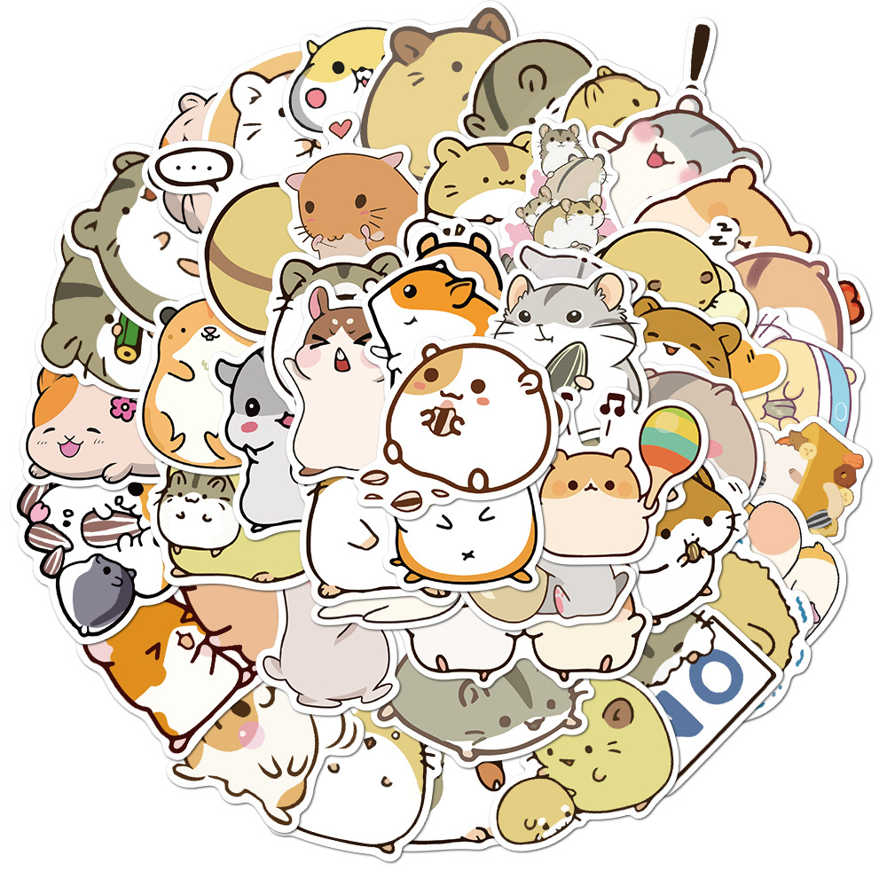 Set 50 Miếng Dán Chống Nước Hình Chuột Hamster Hoạt Hình Graffiti Trang Trí Laptop Hành Lý Tủ Lạnh Có Thể