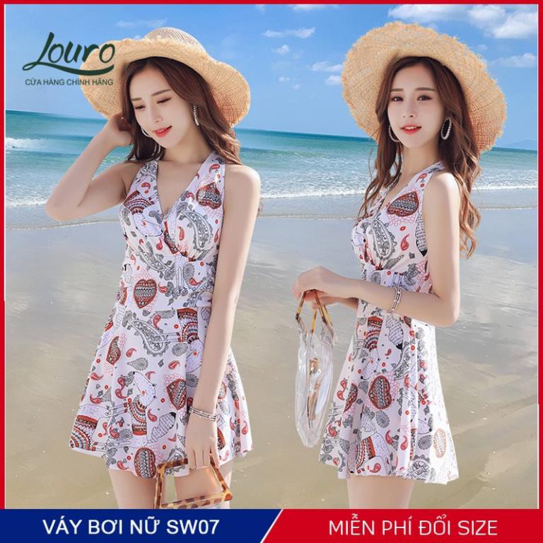 Áo bơi nữ 1 mảnh liền kín đáo Louro, kiểu bikini đi biển họa tiết hoa nhí, phong cách đồ bơi Hàn Quốc - SW07 New12 | BigBuy360 - bigbuy360.vn