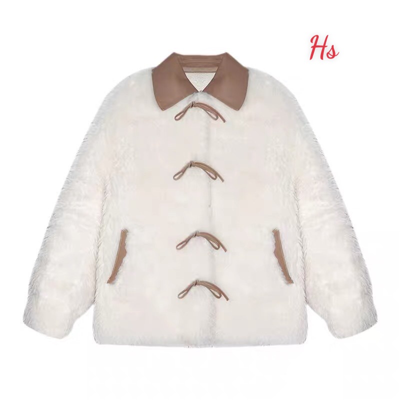 Áo Khoác Lông Trắng Viền Nâu Sang Chảnh Mã 668 UNI STORE