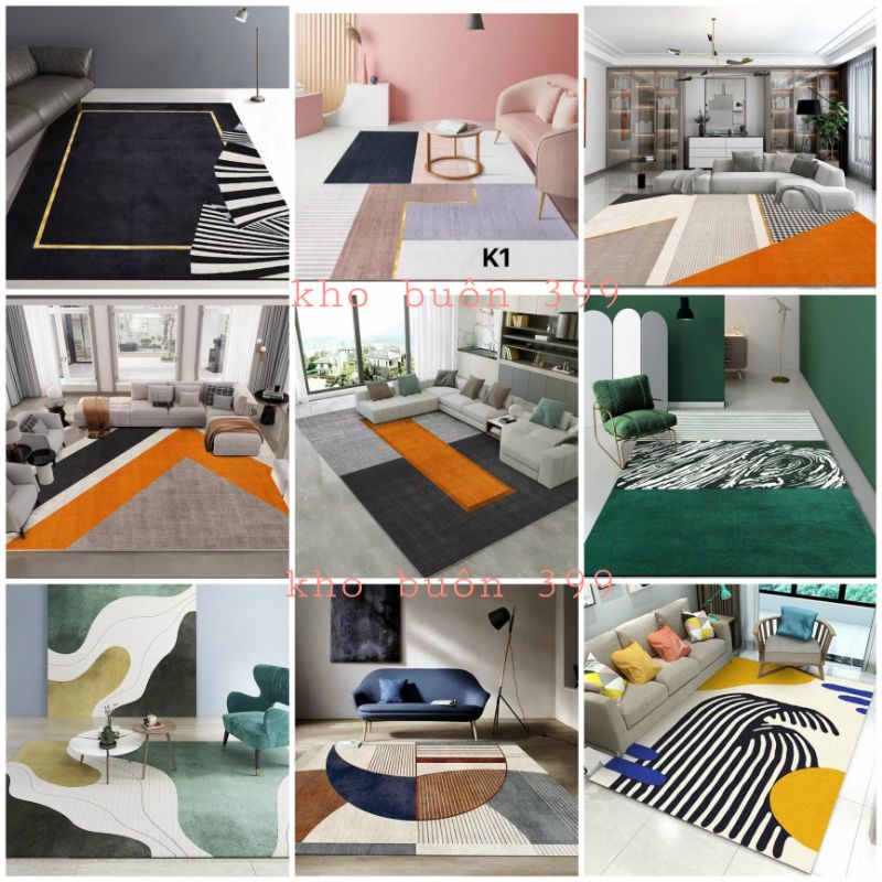 thảm trải sàn Bali 5D phòng khách phong cách hiện đại 1m6x2m3 và 2mx3m, trang trí nhà cửa, thảm trải sàn nỉ