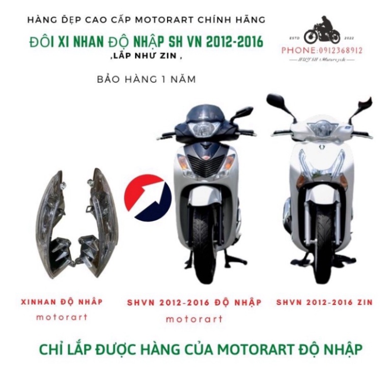 Xi Nhan Trước SH Ý Độ Cho SH 2012-2016 Độ Nhập Motorart ( Trường Phúc) Ảnh thật Sp