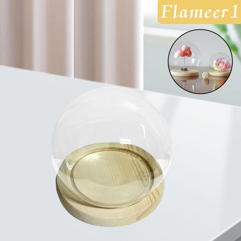 Lọ Thủy Tinh Trưng Bày Chuông Vòm Hoa Đế Gỗ 10cm