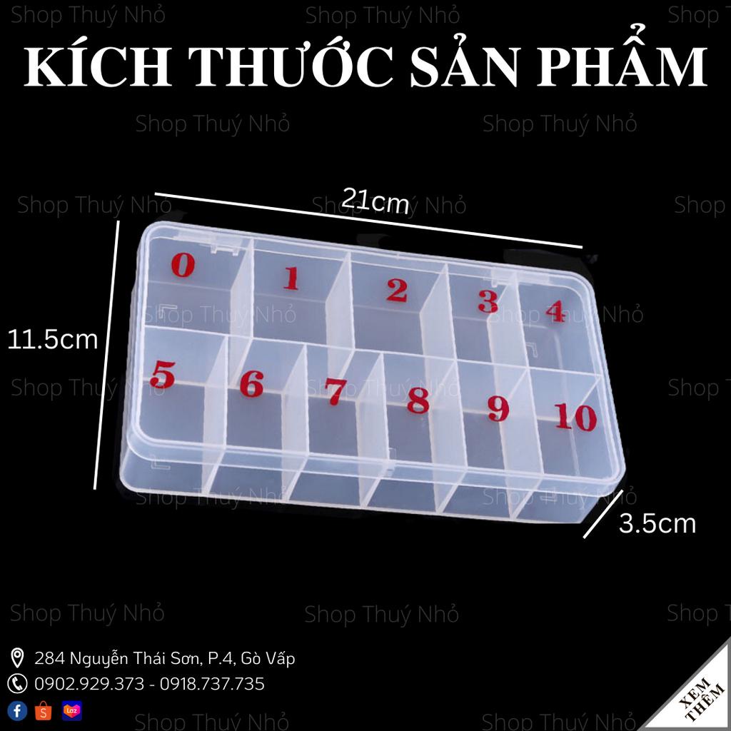 Hộp, Khay nhựa cao cấp 10 ô đựng hơn 500 móng giả, đá đính móng, charm đính móng dụng cụ làm móng tay nail chuyên nghiệp