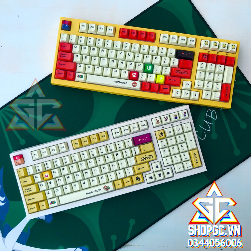 Keycap CHERRY  MARIO ĐỎ 120 nút Nhựa PBT ( E-DRA, AKKO, KEYCHORN, KEYCOOL, IKBC, LEOPOLD, NJ68,...)