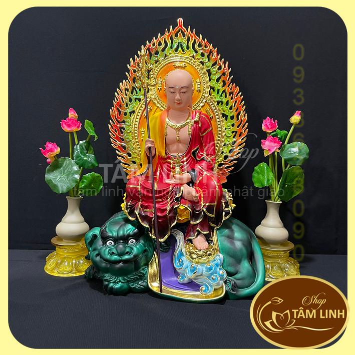 Tượng Địa Tạng Vương Bồ Tát Ngồi Địa Thính cao 41 cm có hào quang cao 46 cm