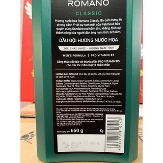 Dầu Gội Romano Classic 650g(Xanh Lá)
