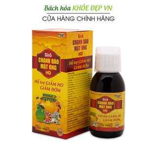 Siro Chanh Đào Mật Ong giảm ho, giảm đờm cho bé từ 1 tuổi - 100ml [Siro Chanh Đào Mật Ong HD Đỏ]