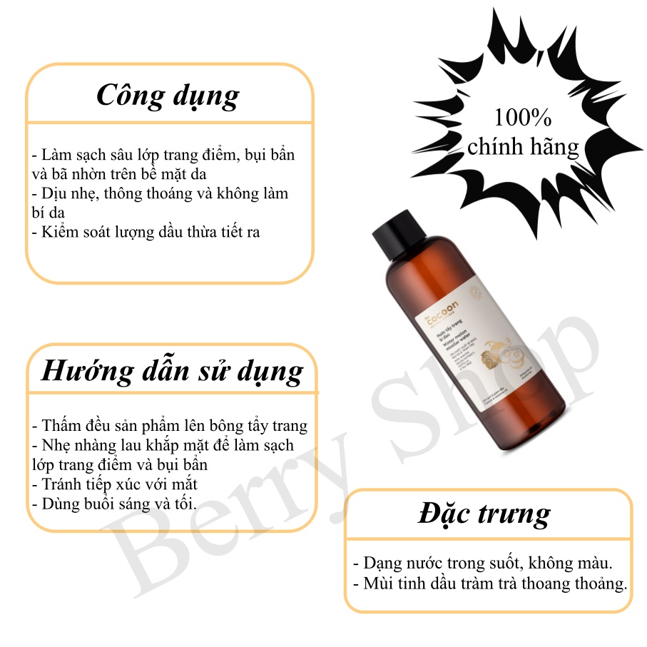 Nước tẩy trang bí đao Cocoon  - Nước tẩy trang hoa hồng Cocoon 140ml - 500ml