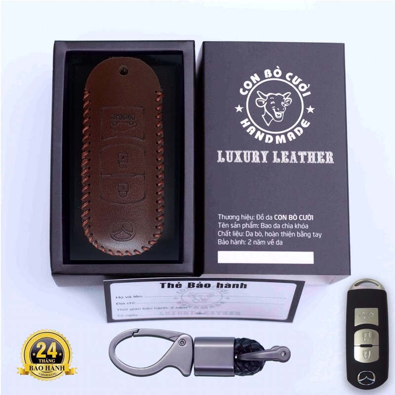 Bao Da Mazda  Da Bò Nhập Khẩu Italia, Bảo hành 2 năm, Khắc Tên + Số ĐT Chủ Xe