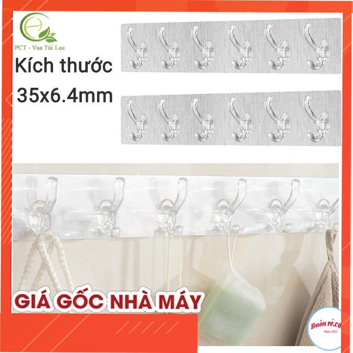 Móc dán tường 6 nhánh trong suốt, chịu lực tốt, móc treo đồ - VUA BAO BI