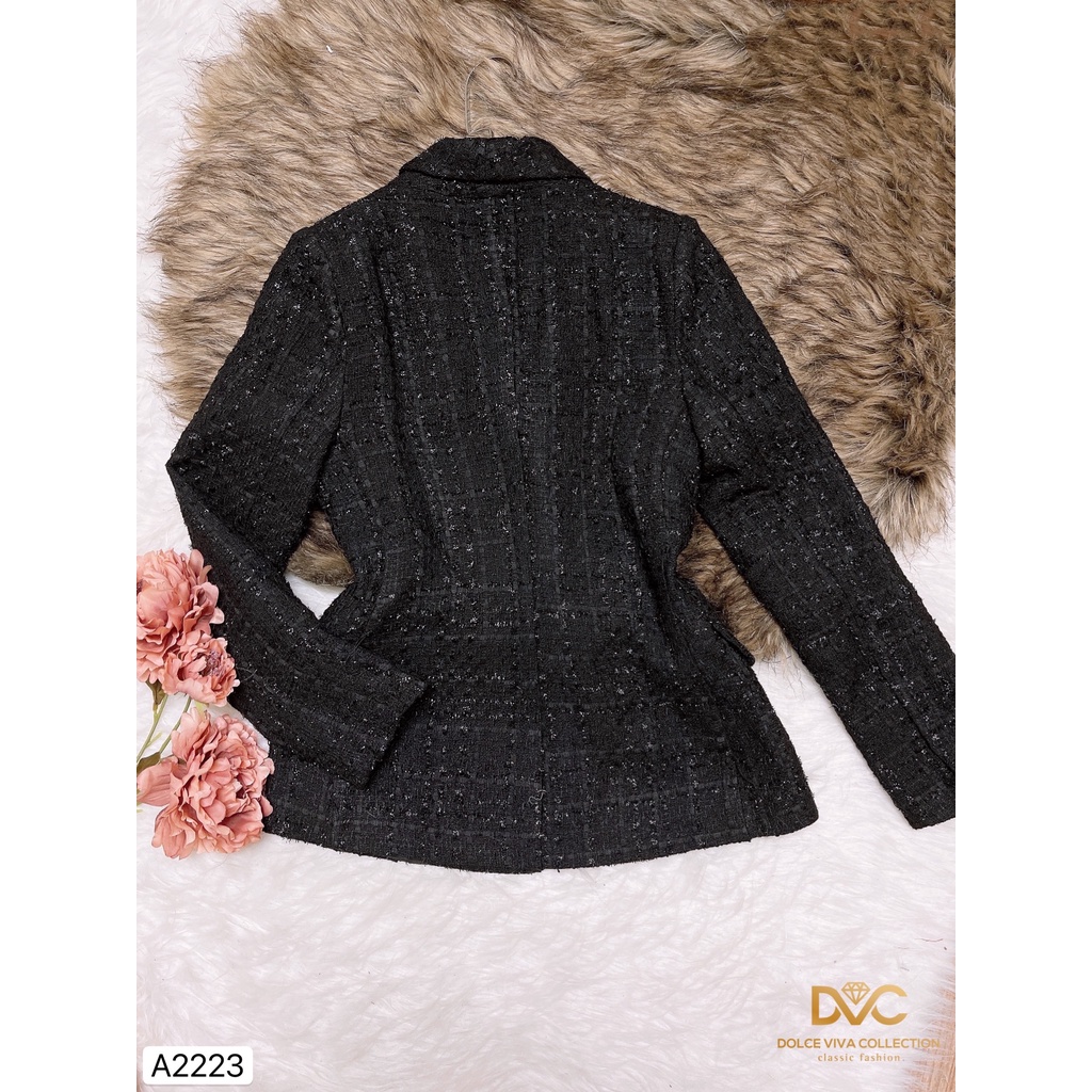 (Kèm vieo và ảnh trải sàn) Áo dạ nhũ cổ vest A2223 - DOLCE VIVA COLLECTION