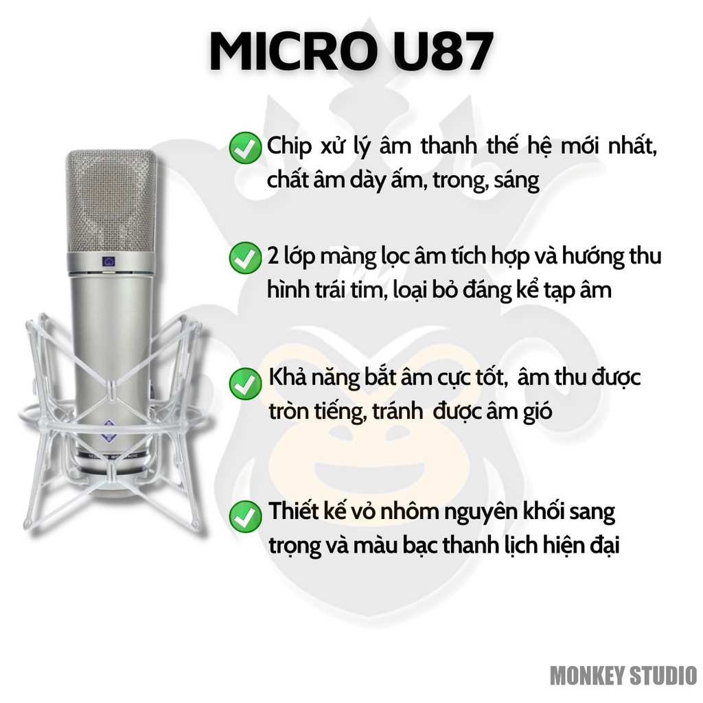 Mic Livestream | Micro thu âm Sound Card K300 & Mic AQTA U87 Hát Livestream Điện Thoại Chuyên Nghiệp, Monkey Studio