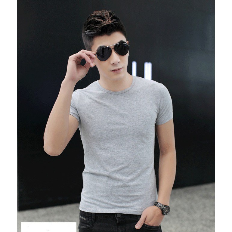 Áo Thun Trơn Nam Màu Xám Ngắn tay Cổ Tròn vải Dày Mịn Không Xù Lông Thoitrang24h