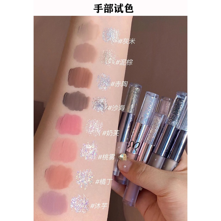 Phấn Mắt Dạng Lỏng Hai Đầu CAPPUVINI Màu Lì / Nhũ Kim Tuyến Mịn Màng