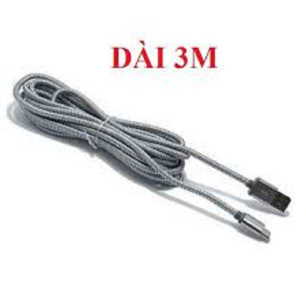 Cáp sạc dây dù 3m dành cho Iphone/ Samsung Micro USB