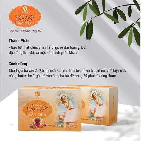 [CHÍNH HÃNG] TRÀ GẠO LỨT HẠT CHIA HERA_LÀN GIÓ MỚI TRONG THỰC ĐƠN GIẢM CÂN CỦA PHỤ NỮ. HỘP 14 GÓI