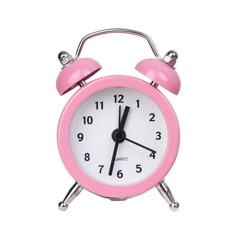 SUP Portable Cute Mini Round Battery Alarm Clock Desktop Table Bedside Clocks Decor