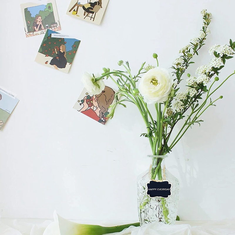 Bộ 36 Tấm Bảng Đen Mini Bằng Gỗ Hai Mặt Kèm Dây Treo Tiện Dụng