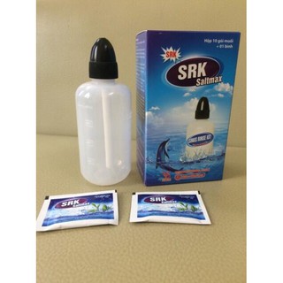 Bình rửa mũi SRK SALTMAX (Hộp 10 gói x 2,145g+ chai nhựa 240ml)