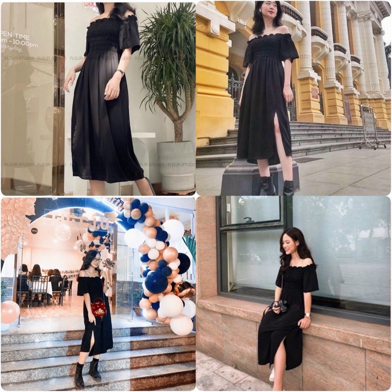 ĐẦM MARU DRESS - ĐẦM TRỄ VAI - ĐẦM XẺ TÀ