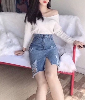 Chân váy jean rách công sở 🍑🍑🍑u