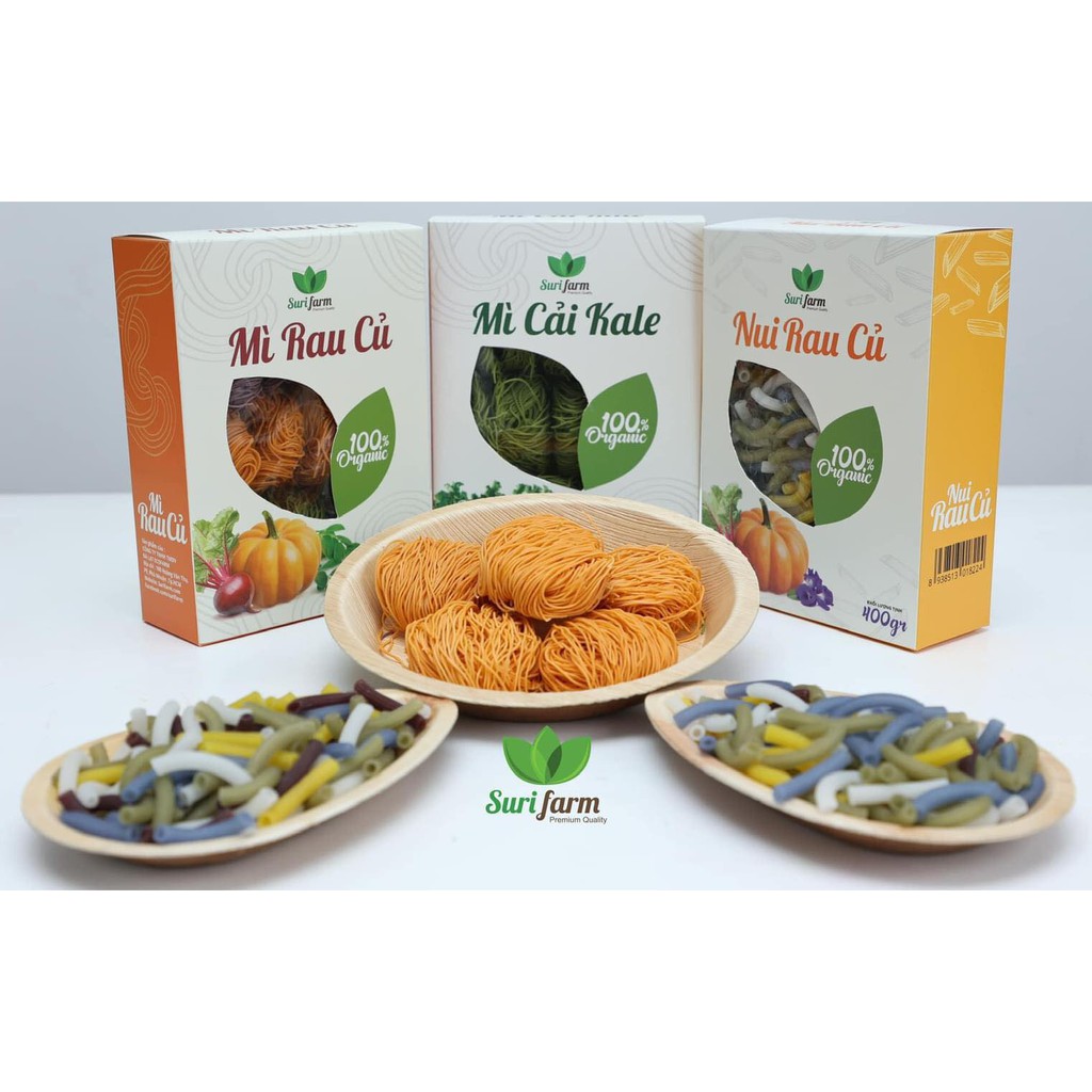 [COMBO TIẾT KIỆM] COMBO Mì cải Kale, Mỳ rau củ, Nui rau củ hữu cơ Surifarm 400gr/hộp