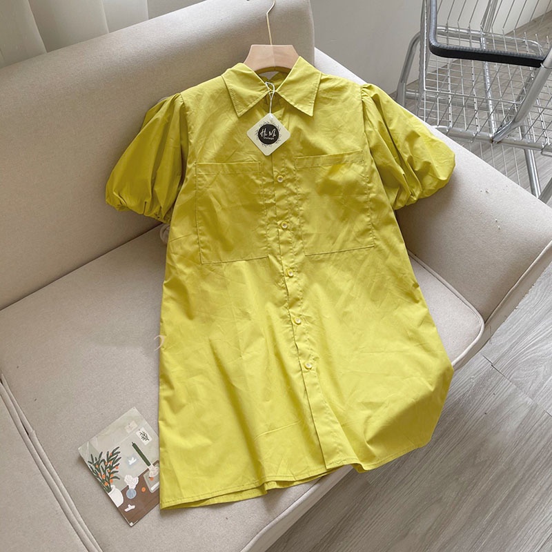 Váy Sơ Mi Tay Bồng 2 Túi Ngực Hàng Quảng Châu M505 -Teen 888