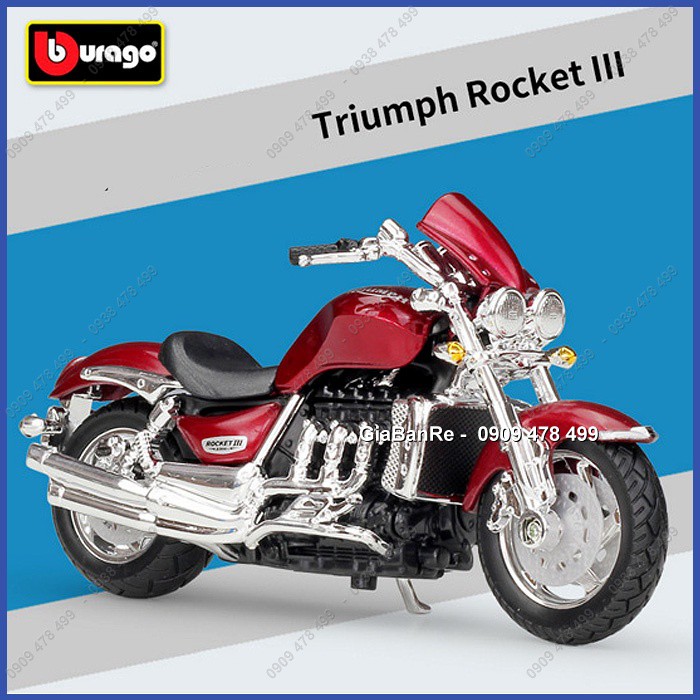 XE MÔ HÌNH TỈ LỆ 1:18 -  MOTO TRIUMPH ROCKET III - BBURAGO - ĐỎ KIM - 8876.2