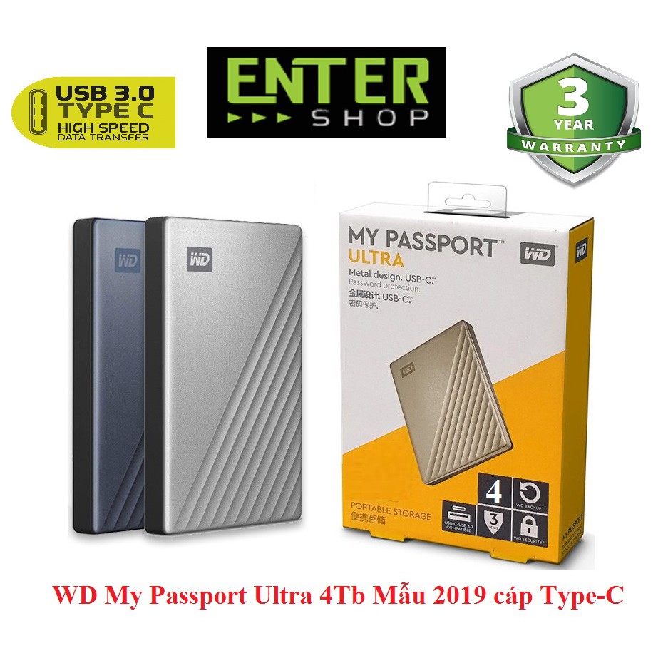 Ổ Cứng Di Động WD My Passport  4TB USB 3.0  - Hàng Nhập Khẩu