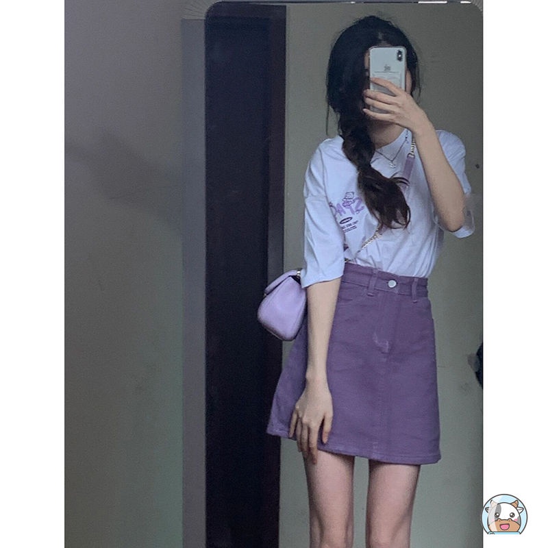 Chân váy jean Dáng Chữ A Phong Cách Hàn Quốc Cá Tính