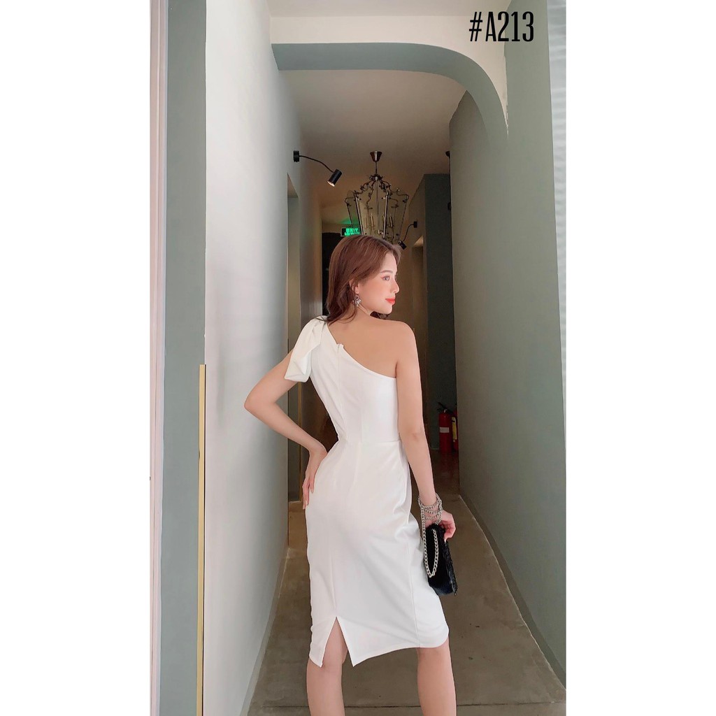 Đầm Dự Tiệc ⭕FREESHIP ⭕Đầm Nữ Trắng Lệch Vai Nơ To | BigBuy360 - bigbuy360.vn