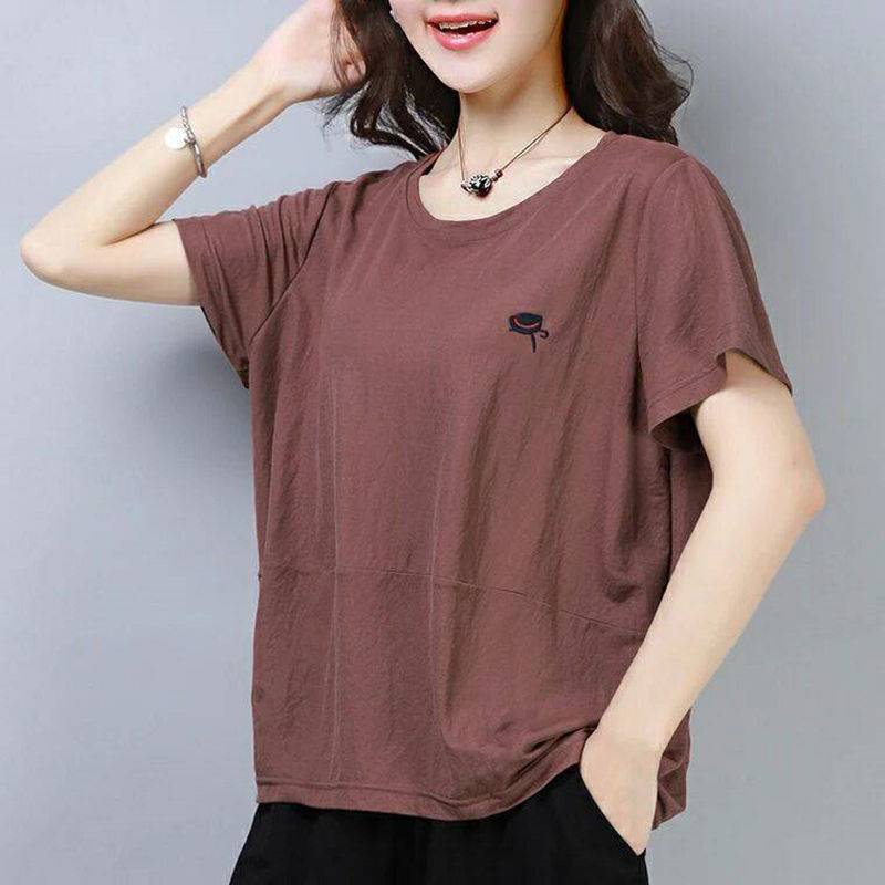 Áo Thun Tay Ngắn Plus Size Thời Trang Cho Phụ Nữ Trung Niên