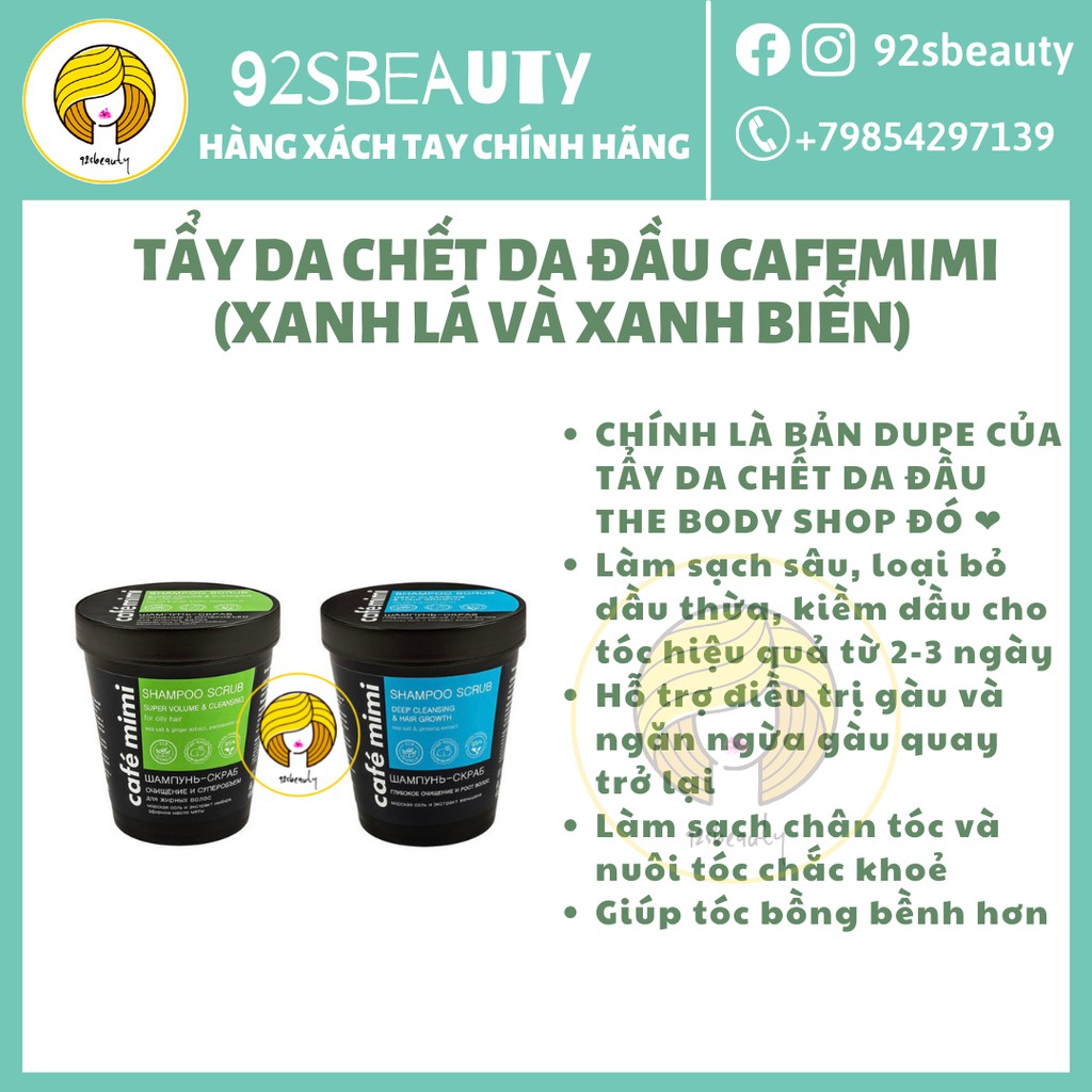 [Đủ bill] Tẩy da chết da đầu Cafe Mimi Super Volume Shampoo Scrub làm sạch sâu ngừa bết tóc, sạch gàu