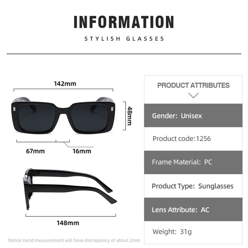 Kính Mát Gọng Vuông Nhỏ Thời Trang